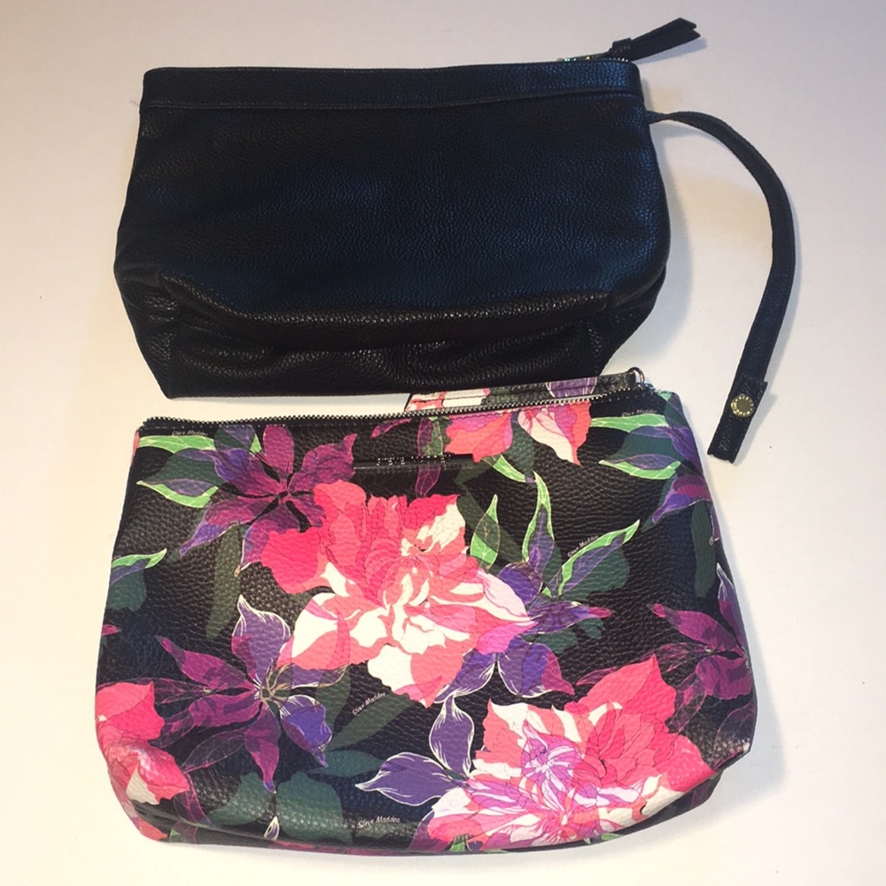 STEVE MADDEN FAUX LEATHER MAKEUP POUCHES QTY 2 NEW NO TAGS NEVER USED